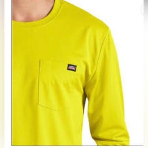 DICKIES Mens Long Sleeved Work Shirt Size 3XL Yellow Moisture Wicking UP…
